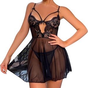 Elegant Black Lace Babydoll Lingerie